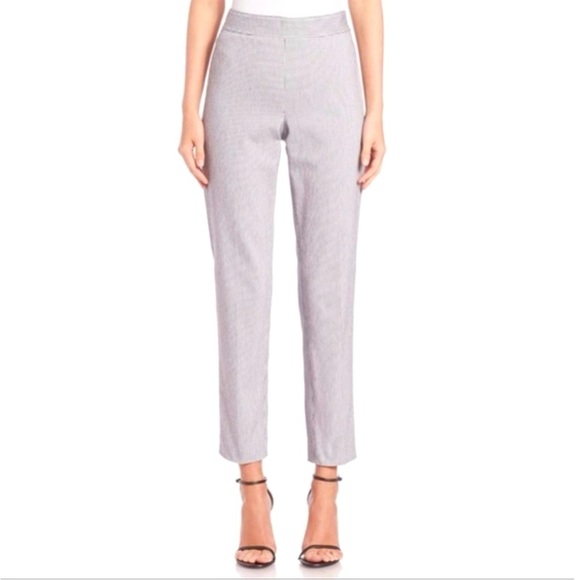 St. John Emma Black White Pinstripe Ankle Pants Sz 10 - Picture 1 of 10